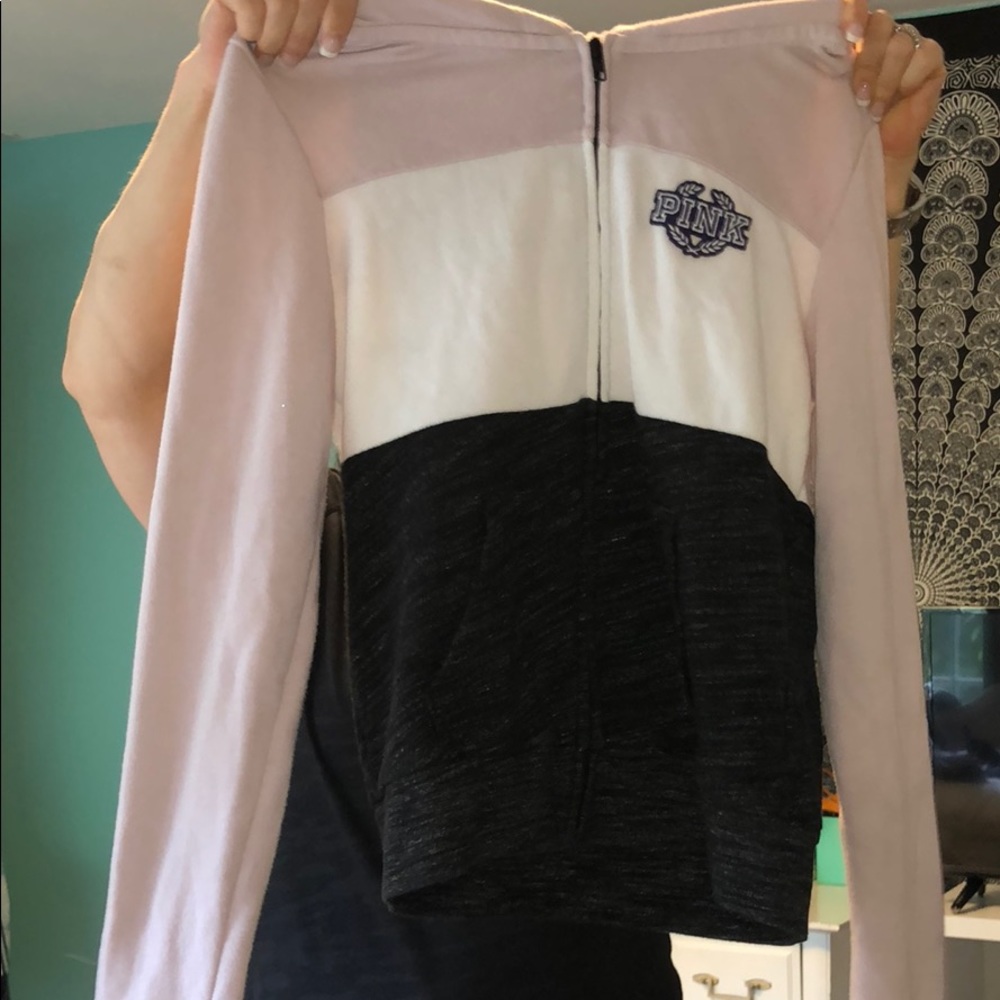 pink zip up sweatshirt